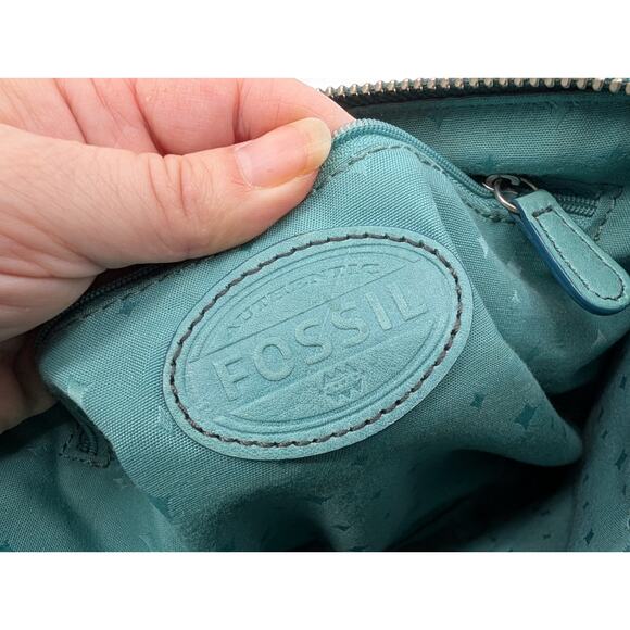Fossil Marlow Teal Blue Green Crossbody Bag Leather Adjustable Strap ** - Picture 6 of 12